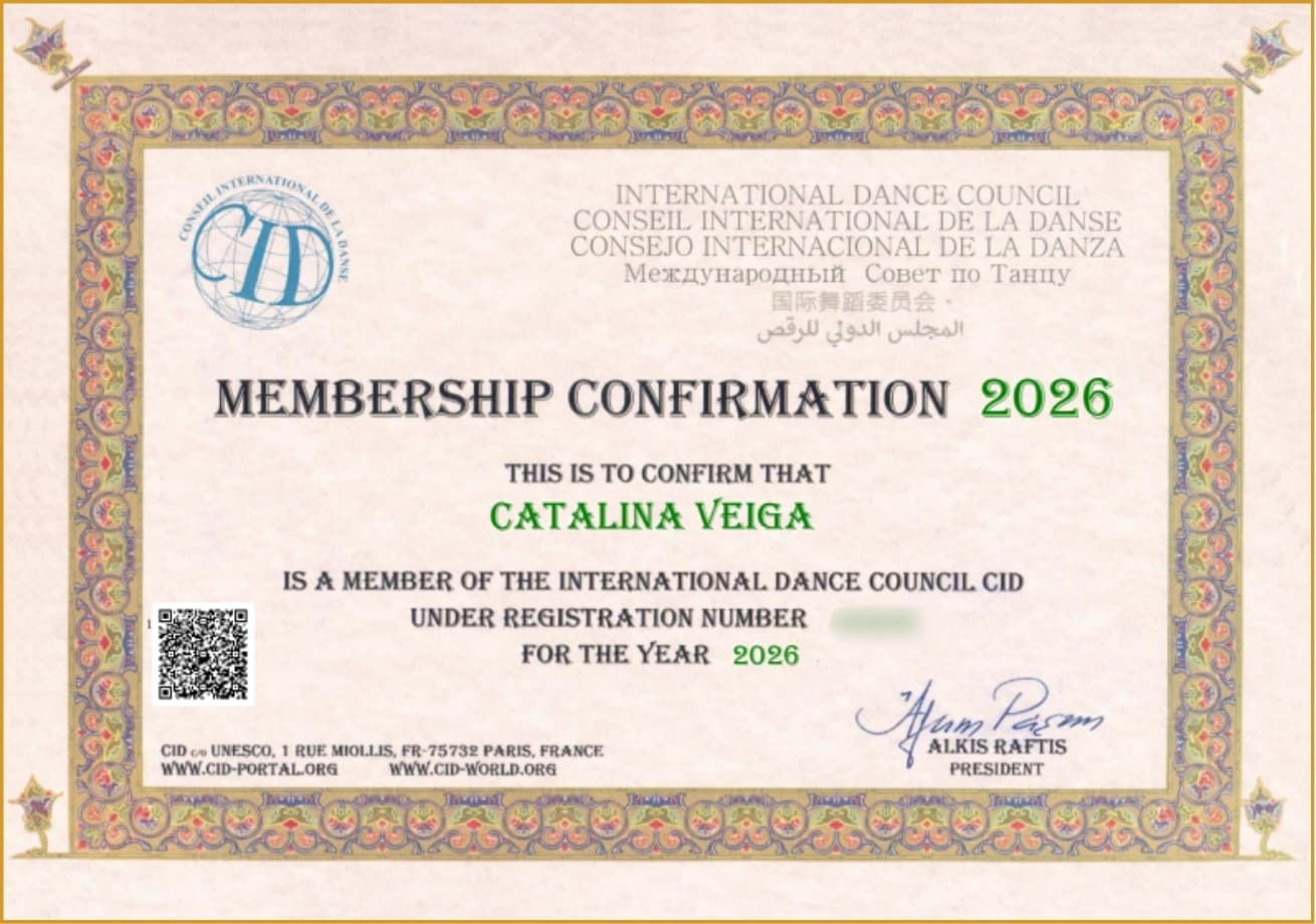 Membership Confirmation 2026 — Catalina Veiga, International Dance Council CID