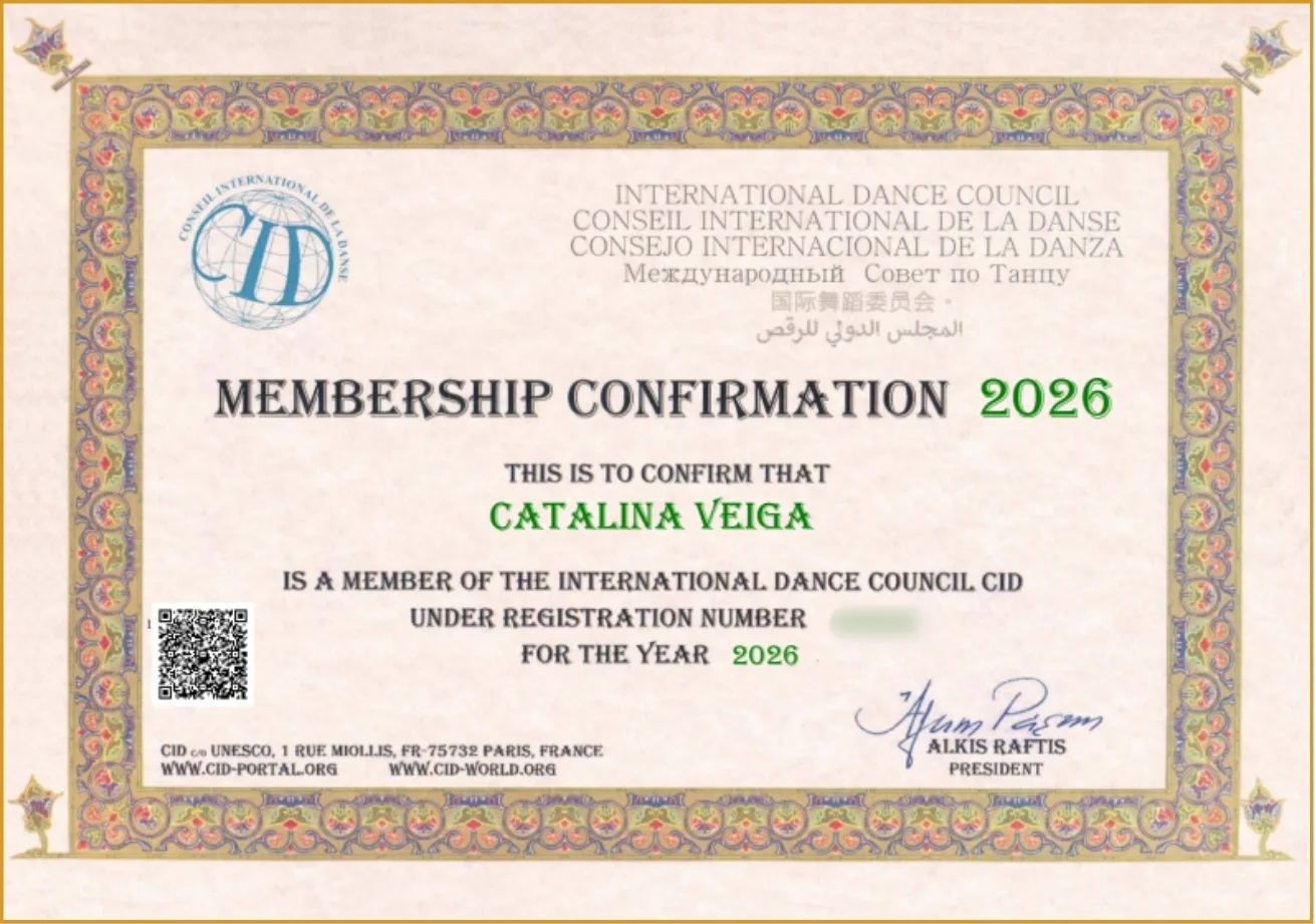 Membership Confirmation 2026 — Catalina Veiga, International Dance Council CID